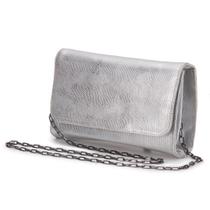 Bolsa Clutch Metalizada em Couro Tiracolo - Prata