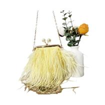 Bolsa Clutch Mini Elegante Para Mulheres Com Penas De Avestruz, Bolsa De Luxo Para Festas E