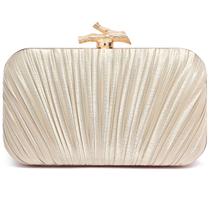 Bolsa Clutch Nexellent Champagne Plissada para Festa