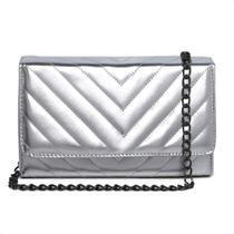Bolsa Clutch Prata Prateada De Mao Feminina Alça Corrente CM SHOES Festa Balada Madrinha
