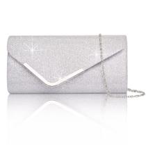 Bolsa Clutch Purse Larcenciel, envelope de lantejoulas prateadas para mulheres