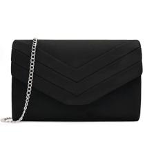 Bolsa Clutch Purse Milisente Suede Envelope Evening Black para mulheres