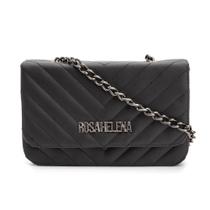 Bolsa Clutch Rosa Prática Helena Bordada Preta Versátil