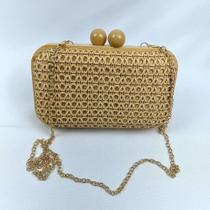 Bolsa Clutch Textura Palha Com Alça de Ombro Tranversal Festa Casamento