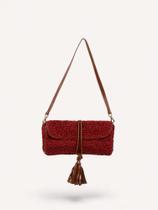 Bolsa Clutch Tricô Couro Cereja Bolsa Clutch Tricô Couro Cereja