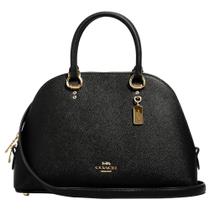 Bolsa Coach Katy Satchel em couro preto de grão cruzado