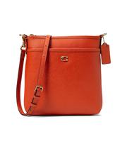 Bolsa Coach Kitt em couro grainado, laranja-sol