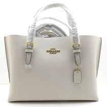 Bolsa Coach Mollie Tote 25 Couro Granulado Branco Giz