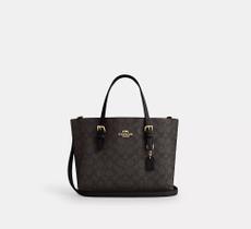 Bolsa Coach Mollie Tote 25 Couro Marrom/Preto monograma