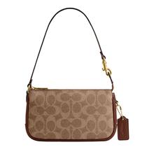 Bolsa Coach Plaza 18 em Canvas Envernizado Marrom Tan 18x10cm