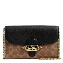 Bolsa Coach Tiracolo de Corrente em Canvas e Couro 20x13x2 cm