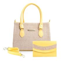 Bolsa Colors Amarela Luxo Sacola Transversal Regulavel Ziper