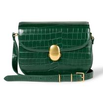 Bolsa com aba Amazon Essentials verde escuro Faux Crocodile para mulheres
