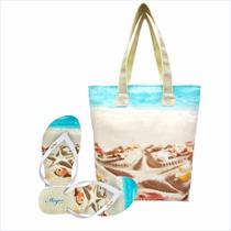 Bolsa Com Chinelo Feminino Conchas na Areia Magicc Bolsa