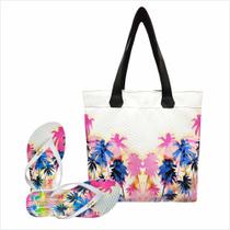 Bolsa Com Chinelo Feminino Coqueiros Coloridos Magicc Bolsa