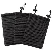 Bolsa com cordão uxcell Nylon Mesh 13 x 9 cm preta 3 peças