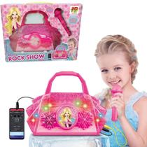 Bolsa com microfone musical infantil rock show belinda com cabo p2 + luz a pilha - DM BRASIL