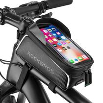 Bolsa com moldura frontal para telefone de bicicleta ROCKBROS impermeável preta de 6,5"