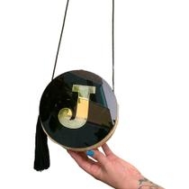 Bolsa Copacabana Preta - Palha de Carnaúba com Inicial Personalizada