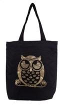 Bolsa Coruja Dourada Ecobag Sacola Feminina 100% Algodão Bolsa Coruja Dourada Ecobag Sacola Feminina 100% Algodão