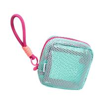 Bolsa Cosmética Portátil Em Malha Quadrada Multiuso Com Zíper Para Armazenamento De Diversos Itens