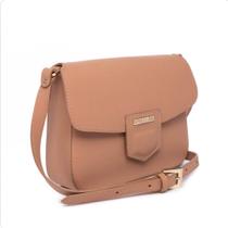 Bolsa couro crossbody nude