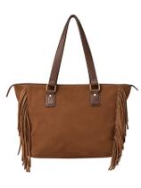 Bolsa Couro De Legítimo Ombro Atual Franja Camurça - Marrom