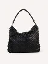 Bolsa Couro Escamas Boho - Preto