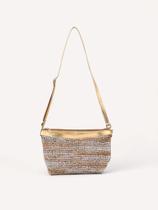 Bolsa Couro Tricô Mini Lua - Ouro Bolsa Couro Tricô Mini Lua - Ouro