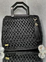 Bolsa Crochê Diamante Negro Bolsa Crochê Diamante Negro