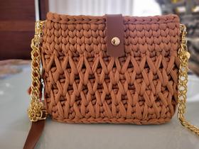 Bolsa Crochê Fio de Malha Anne H. cor Caramelo