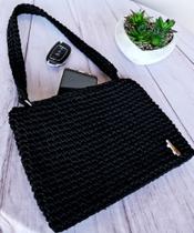 Bolsa Crochê Tiracolo Media preta Bolsa Crochê Tiracolo Media preta