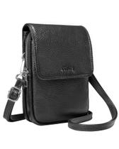 Bolsa crossbody befen de couro genuíno preta para mulheres