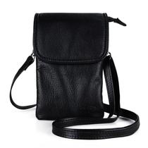 Bolsa crossbody befen preta de couro genuíno para mulheres