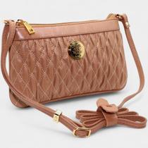 Bolsa Crossbody Classe Couro Legítimo Casual Kelly Feminina - Bege