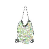 Bolsa Crossbody Colorida De Lantejoulas Em Escala De Peixe, Bolsa Para Celular Com Contas Tecida À
