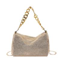 Bolsa Crossbody Da Moda Feminina Com Correntes De Metal De Diamantes Brilhantes Material Pu Para