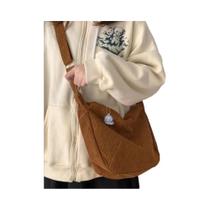 Bolsa Crossbody De Veludo De Grande Capacidade Feminina Cor Sólida Moda Coreana Bolsa De Ombro