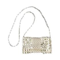 Bolsa Crossbody Feminina com Corrente Dourada e Detalhes em Contas Artesanais