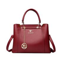 Bolsa Crossbody Feminina de Couro - Grande Capacidade, 3 Camadas e com Borlas