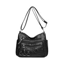 Bolsa Crossbody Feminina de Couro PU Vintage - Design Luxo 2023 - Com Vários Bolsos