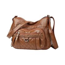Bolsa Crossbody Feminina de Couro PU Vintage - Luxo com Vários Bolsos