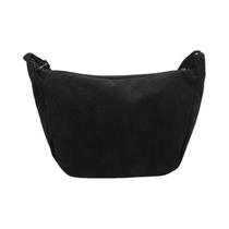 Bolsa Crossbody Feminina Minimalista de Veludo - Cor Sólida com Zíper