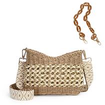 Bolsa crossbody Herald Small Handmade Straw para mulheres e café