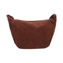 Bolsa Crossbody Minimalista de Veludo Feminina - Cor Sólida com Zíper Bolsa Crossbody Minimalista de Veludo Feminina - Cor Sólida com Zíper