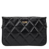 Bolsa Crossbody Transversal em Couro Matelassê com Divisória - Classe Couro - Preta