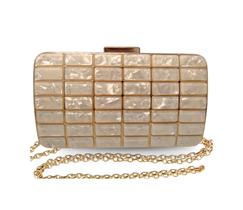 Bolsa Cutch Festa Madrepérola Bege E Grafite