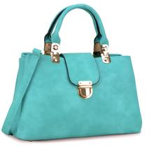 Bolsa Dasein Satchel Top Handle Purse Tote Turquoise Bolsa Dasein Satchel Top Handle Purse Tote Turquoise