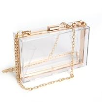 Bolsa de acrílico Clear Purse Box Clutch WJCD Women Gold Bolsa de acrílico Clear Purse Box Clutch WJCD Women Gold