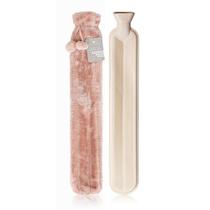 Bolsa de água quente extra longa Revitale com capa de pelo macio e pompons - 72 cm / 2 L (rosa) Bolsa de água quente extra longa Revitale com capa de pelo macio e pompons - 72 cm / 2 L (rosa)